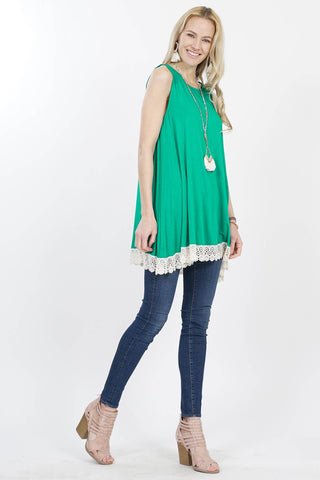 Solid Lace bottom tunic top