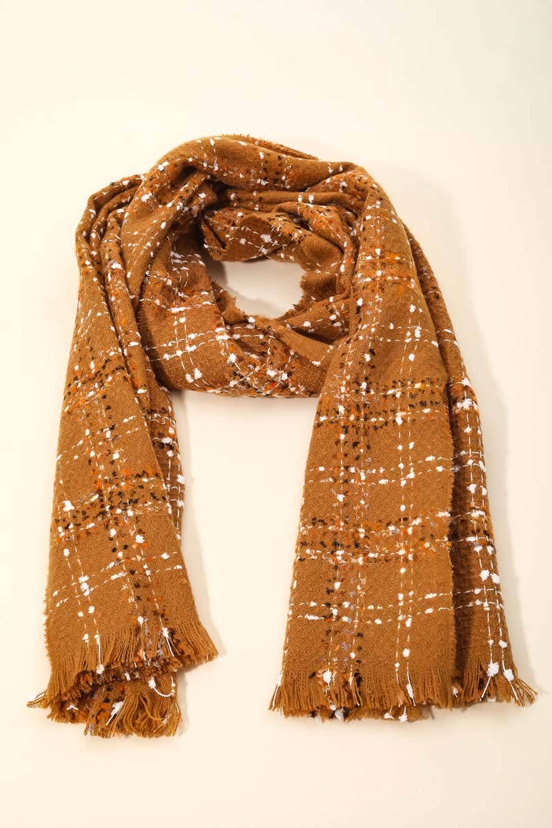 Brown plaid scarf on a white background