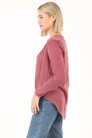 Embroidered Lace Inset Tie WaistTop - Beach Gypsy