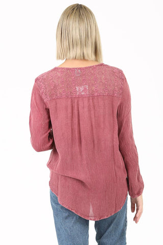 Embroidered Lace Inset Tie WaistTop - Beach Gypsy