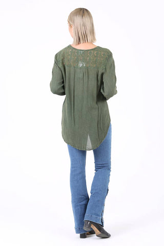 Embroidered Lace Inset Tie WaistTop - Beach Gypsy