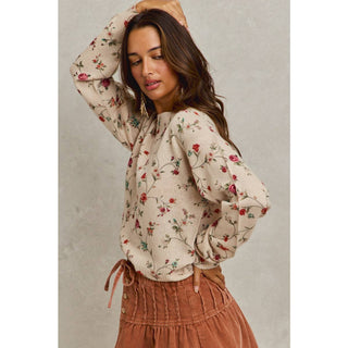Floral Print Crewneck Sweater - Beach Gypsy