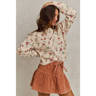 Floral Print Crewneck Sweater - Beach Gypsy