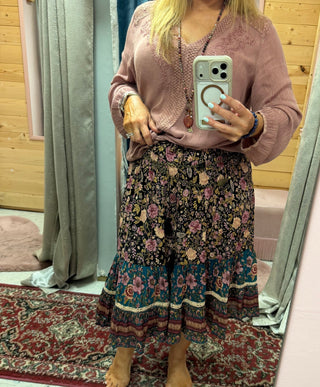 Floral Print Ruffle Hem Skirt - Beach Gypsy