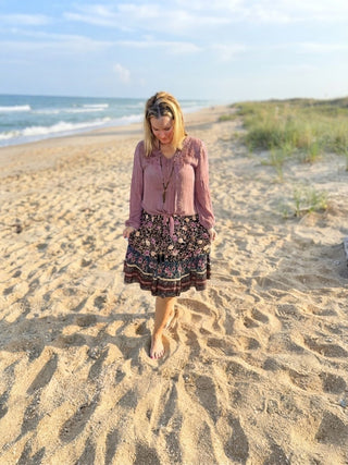 Floral Print Ruffle Hem Skirt - Beach Gypsy