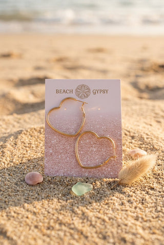 Gold Heart Hoop Earrings - Beach Gypsy