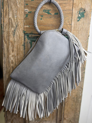 Gray Tassel Wristlet Bag - Beach Gypsy