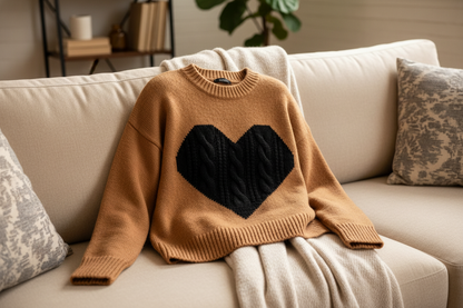 sweater laying on a couch