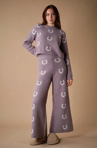 Horseshoe Print Knit Lounge Set - Beach Gypsy