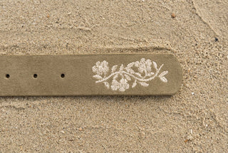 Khaki Embroidered Floral Belt - Beach Gypsy