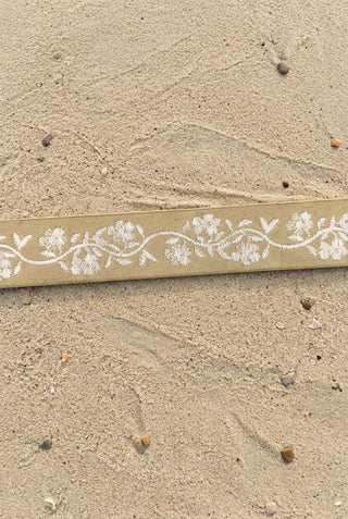 Khaki Embroidered Floral Belt - Beach Gypsy