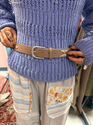 Khaki Embroidered Geometric Belt - Beach Gypsy