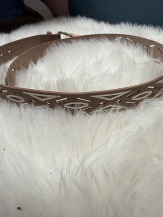 Khaki Embroidered Geometric Belt - Beach Gypsy