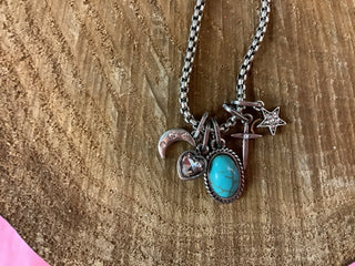 Moon, Star, Cross & Heart Turquoise Necklace - Beach Gypsy