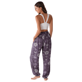 Mystic Plum Harem Pants shown flat, highlighting the relaxed fit in plum