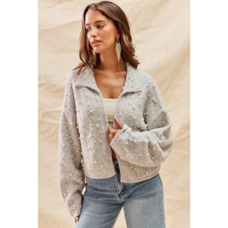 Pearl Embellished Cardigan Sweater - Beach Gypsy