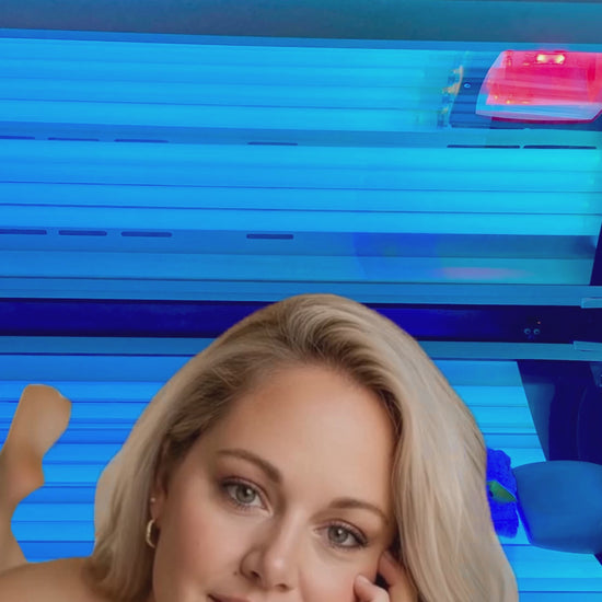 video of woman in front of Beach Gypsy lie down tanning bed in Berlin, MD