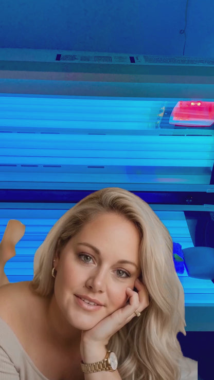 video of woman in front of Beach Gypsy lie down tanning bed in Berlin, MD