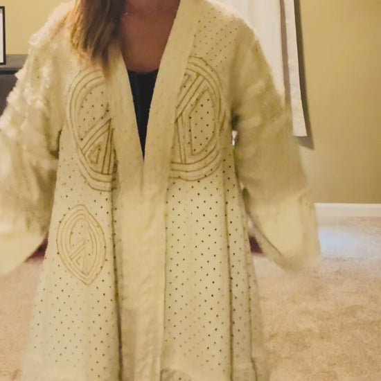 For video peaceful patch cardigan