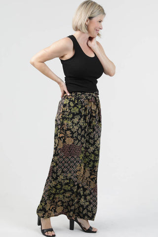 Printed Wide Leg Tie Waist Pants - Beach Gypsy