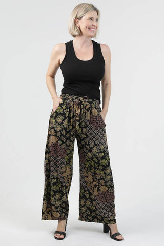 Printed Wide Leg Tie Waist Pants - Beach Gypsy