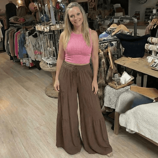 Ribbed Boat Neck Cropped Tank Top laid flat or shown on a model, highlighting its ribbed fabric and neckline