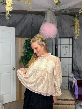 Sheer Velvet Burnout Lace Top - Beach Gypsy