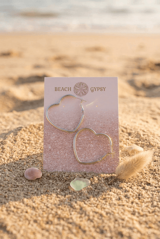 Silver Heart Hoop Earrings - Beach Gypsy