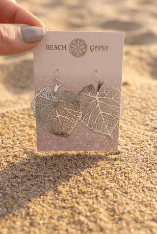 Silver Leaf Filigree Dangle Earrings - Beach Gypsy