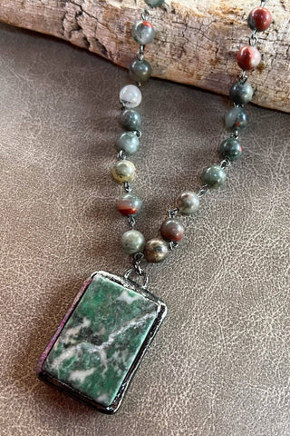 Suzanne Adjustable Jasper Bead Necklace - Beach Gypsy