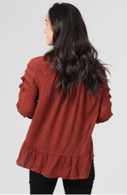 Swiss Dot Peasant Top with Tie - Beach Gypsy