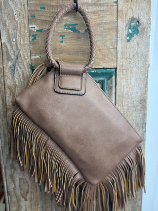 Tassel Fringe Wristlet Bag, Brown - Beach Gypsy