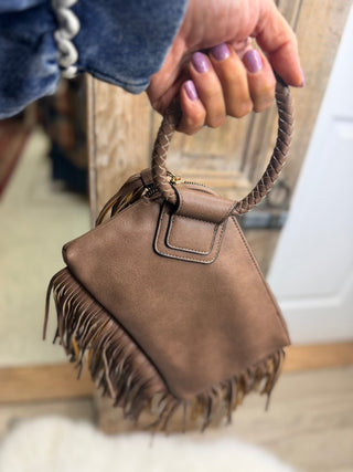 Tassel Fringe Wristlet Bag, Brown - Beach Gypsy