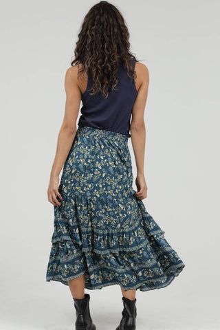 Teal Print Maxi Skirt - Beach Gypsy