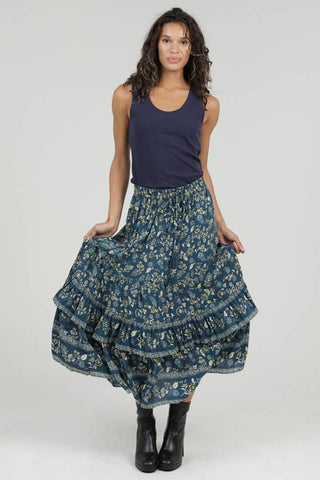 Teal Print Maxi Skirt - Beach Gypsy
