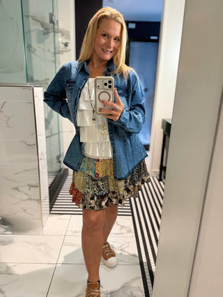 Tiered Silky Patch Skort - Beach Gypsy