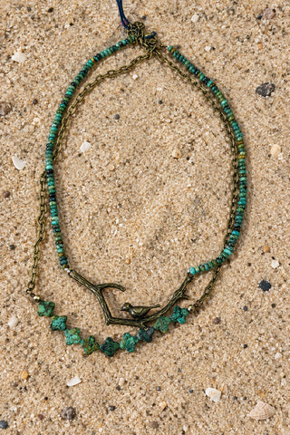 Turquoise Beaded Branch Necklace - Beach Gypsy