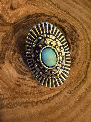 Turquoise Shield Adjustable Stainless Steel Ring - Beach Gypsy