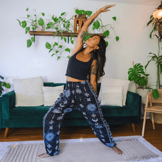 Twilight Harem Pants shown flat, highlighting the relaxed fit