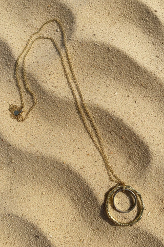 Two-Tone Double Ring Pendant Necklace - Beach Gypsy