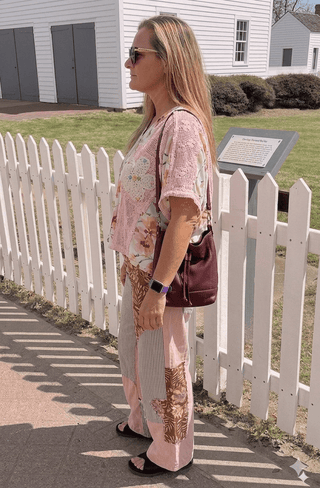 Vintage Lace Patchwork Top laid flat or shown on a model, highlighting its patchwork fabric and neckline