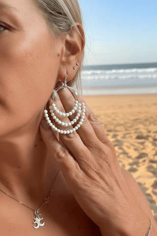 White Turquoise Round Earrings - Beach Gypsy