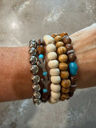 Wooden Bead Elastic Bracelet - Beach Gypsy