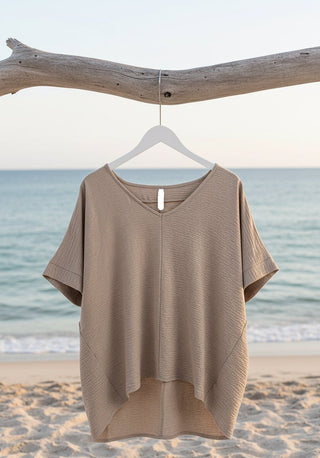 Woven V-Neck Dolman Sleeve Top - Beach Gypsy