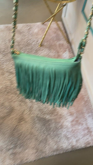 turquoise fringe crossbody clutch purse