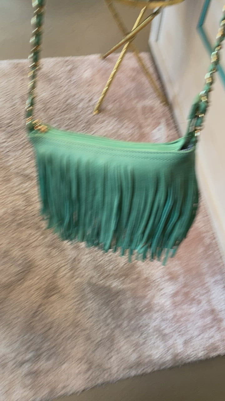 turquoise fringe crossbody clutch purse