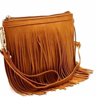 brown fringe crossbody clutch purse