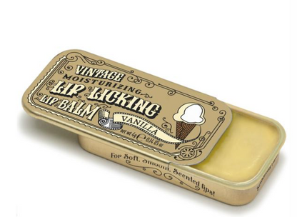 lip gloss in vintage looking tin vanilla